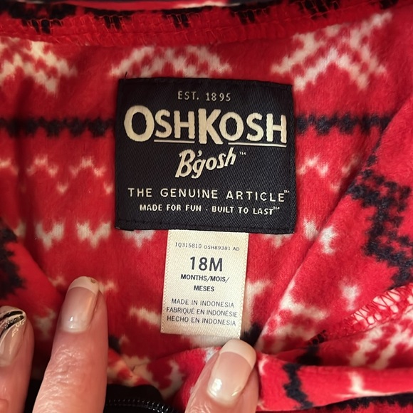 Oshkosh B’gosh Red Fleece Pullover -18M - Picture 3 of 7
